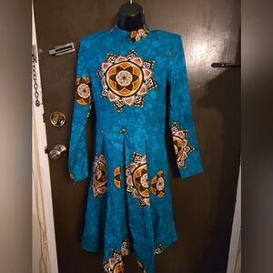 NWT Rahyma Ankara Dress Size Small Team Brown African Pockets